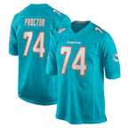 Kooe M.Dolphins #74 Kadyn Proctor Player Aqua Home Game Stitched Jerseys