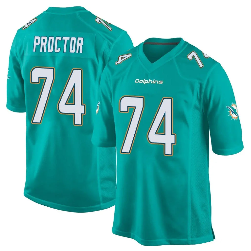 Kooe M.Dolphins #74 Kadyn Proctor Player Aqua Team Color Home Game Stitched Jerseys