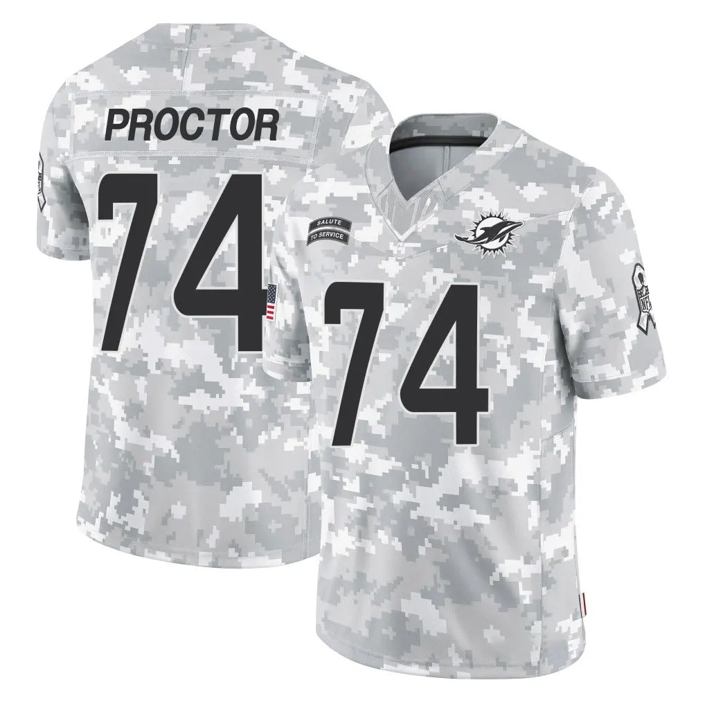 Kooe M.Dolphins #74 Kadyn Proctor Player Arctic Camo Salute To Service Limited Game Stitched Jerseys