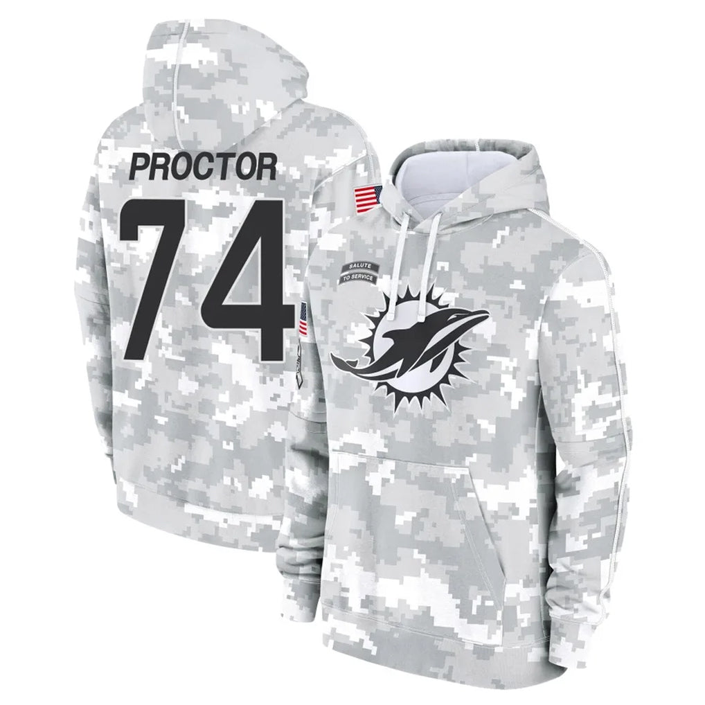 Kooe M.Dolphins #74 Kadyn Proctor Player Arctic Camo Salute to Service Hoodies Limited Game Stitched Jerseys