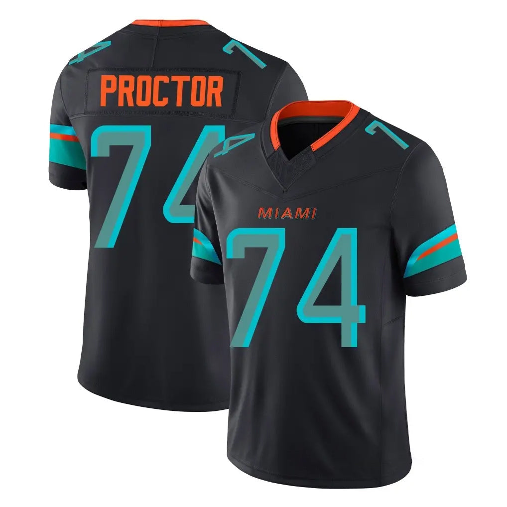 Kooe M.Dolphins #74 Kadyn Proctor Player Black Limited Pitch Rivalries Collection Home Game Stitched Jerseys