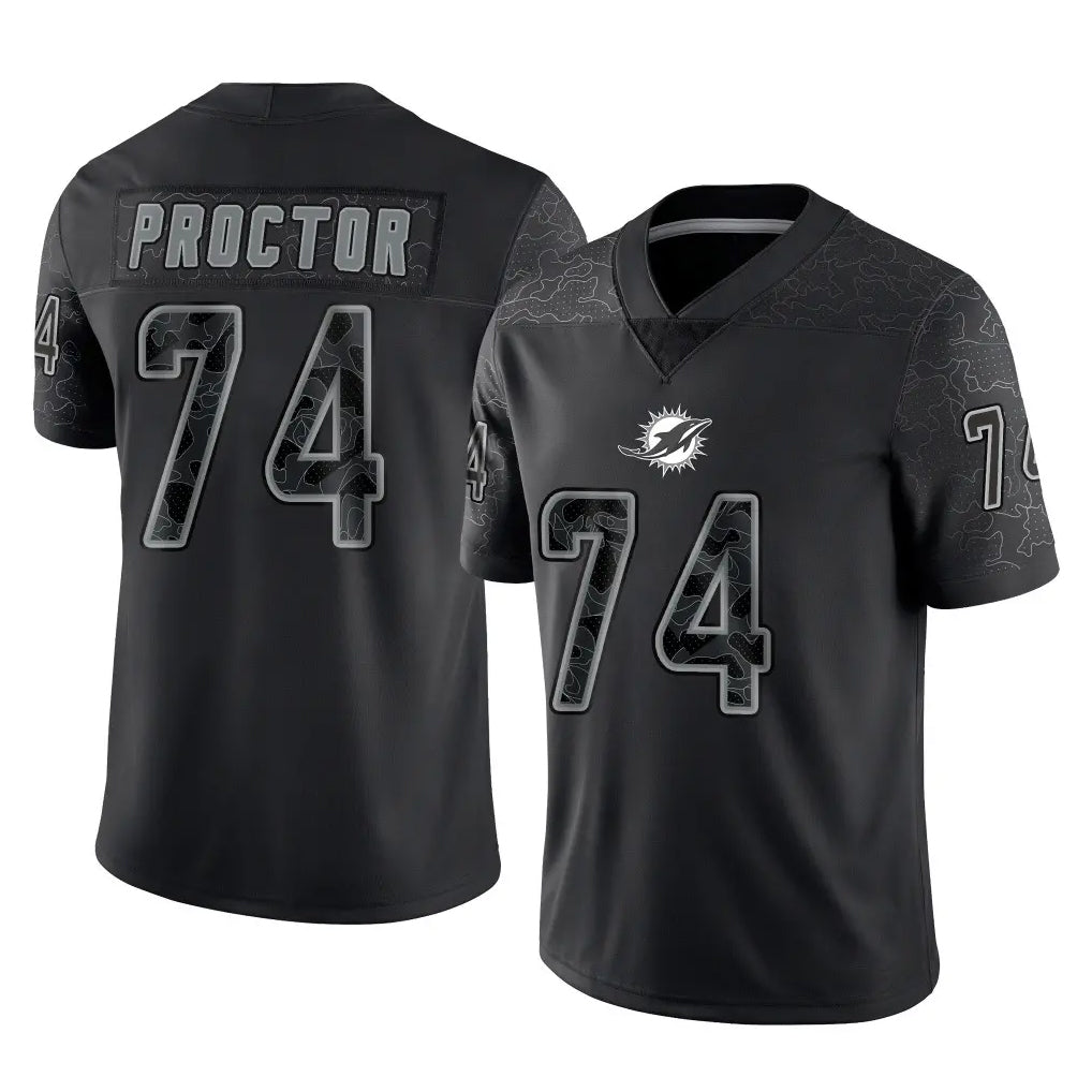 Kooe M.Dolphins #74 Kadyn Proctor Player Black Reflective Limited Game Stitched Jerseys