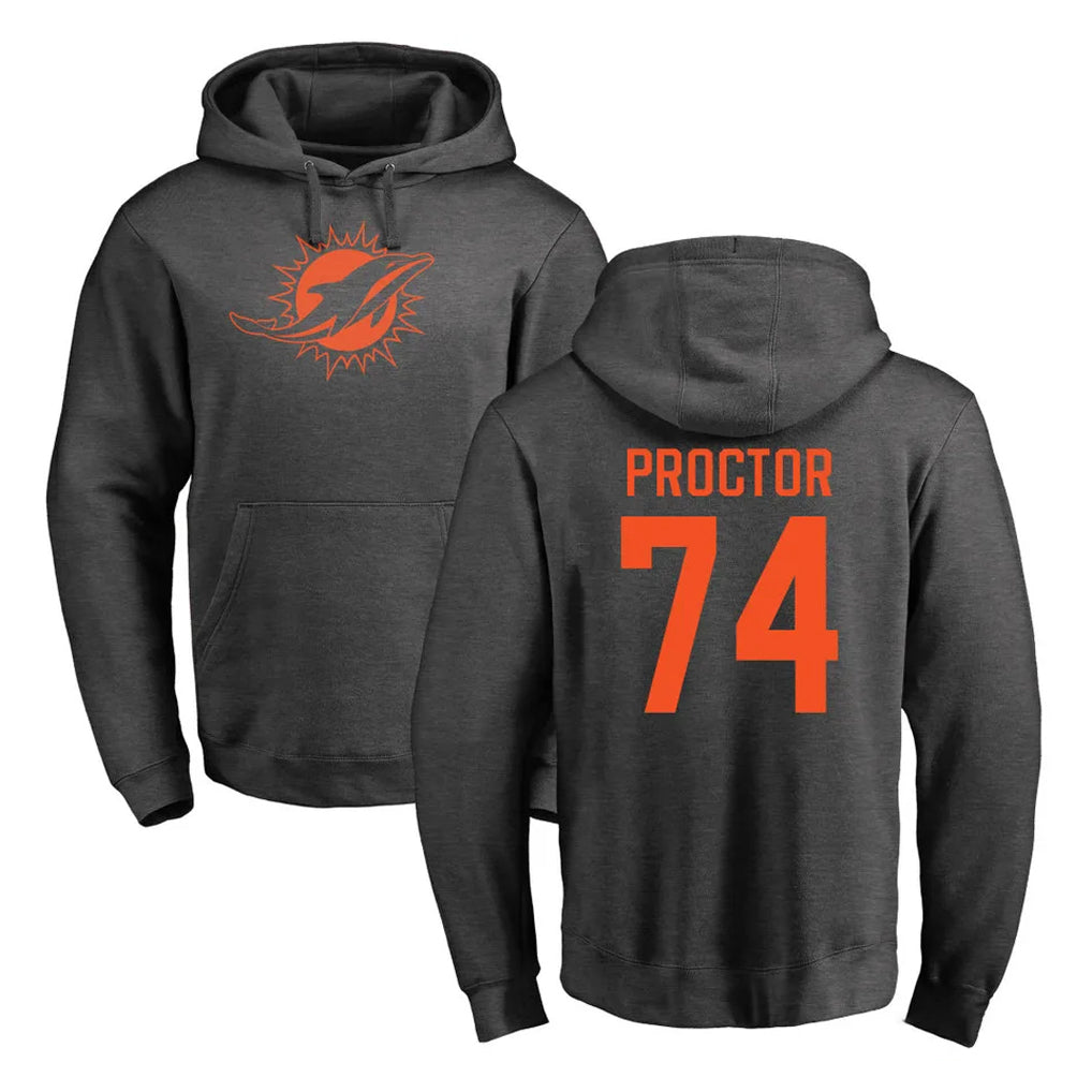 Kooe M.Dolphins #74 Kadyn Proctor Player Darkgray Pullover Hoodies Limited Stitched Jerseys