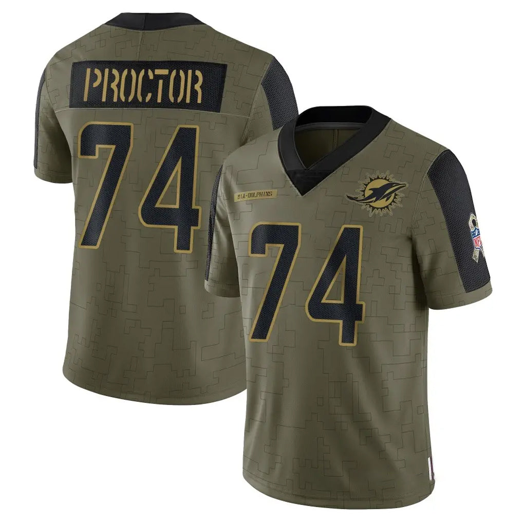 Kooe M.Dolphins #74 Kadyn Proctor Player Olive Salute To Service Limited Game Stitched Jerseys