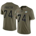 Kooe M.Dolphins #74 Kadyn Proctor Player Olive Salute To Service Limited Stitched Jerseys