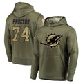 Kooe M.Dolphins #74 Kadyn Proctor Player Olive Salute to Service Pullover Hoodies Home Game Stitched Jerseys