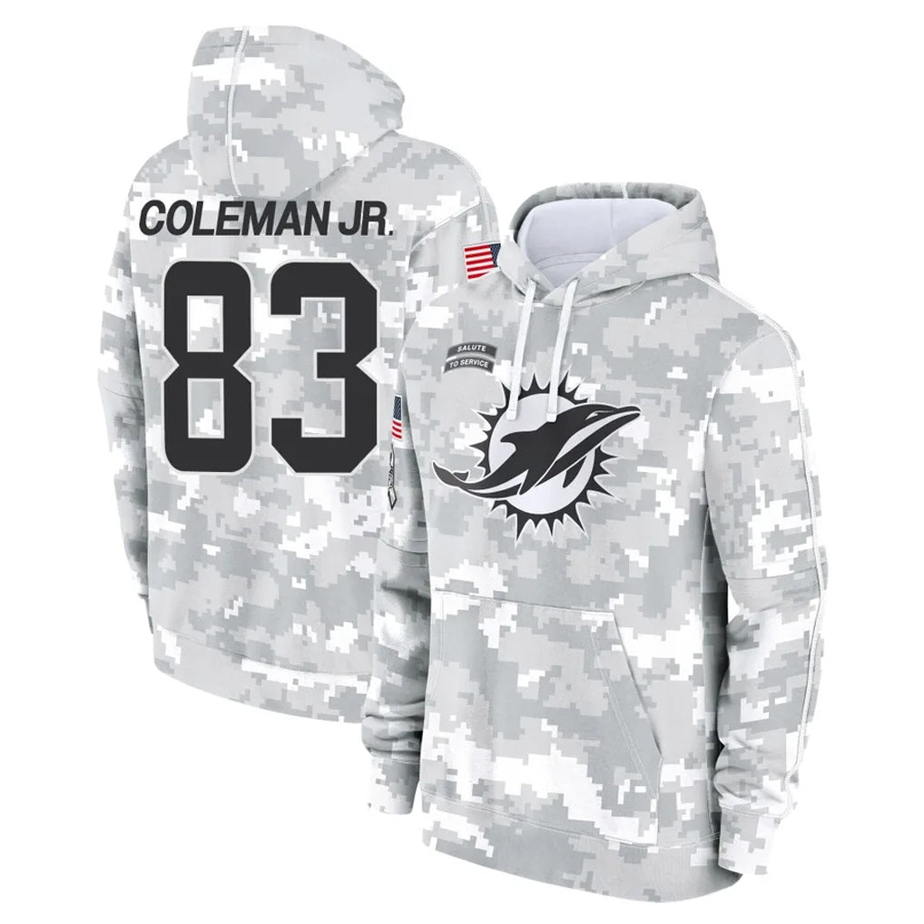 Kooe M.Dolphins #83 Kevin Coleman Jr. Player Arctic Camo Salute to Service Hoodies Limited Game Stitched Jerseys