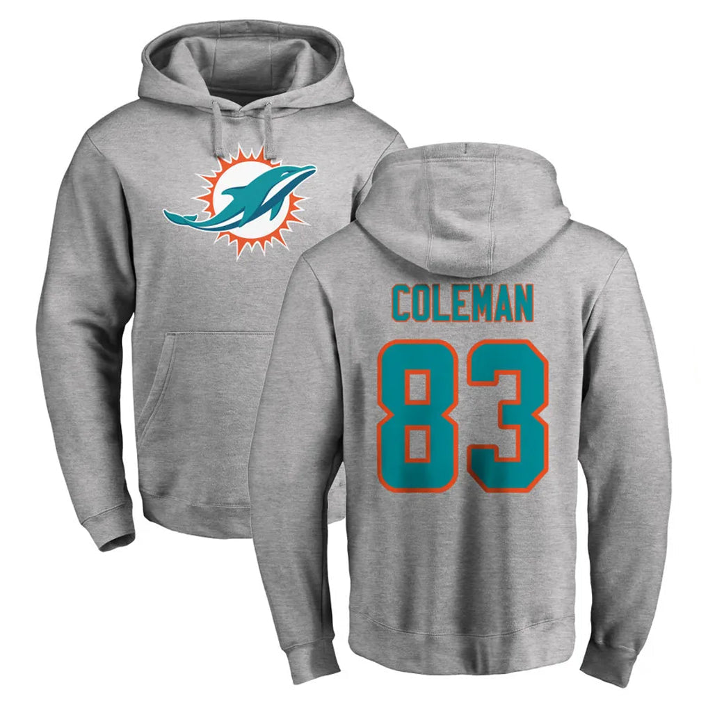 Kooe M.Dolphins #83 Kevin Coleman Jr. Player Gray LOGO Pullover Hoodies Limited Stitched Jerseys
