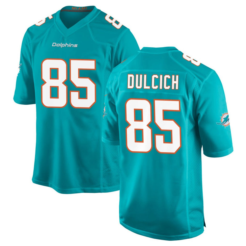 Kooe M.Dolphins #85 Greg Dulcich Player Aqua Home Game Stitched Jerseys