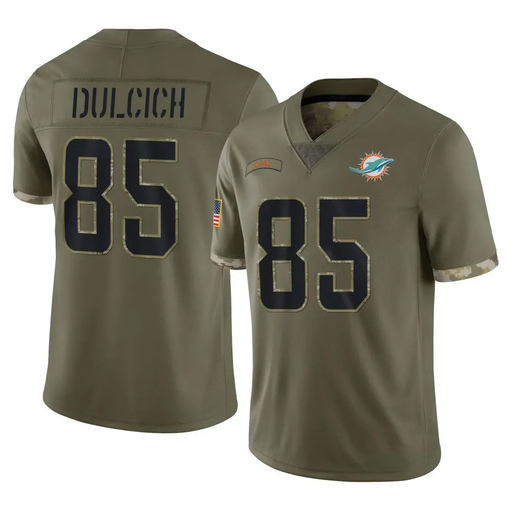 Kooe M.Dolphins #85 Greg Dulcich Player Olive Salute To Service Limited Stitched Jerseys