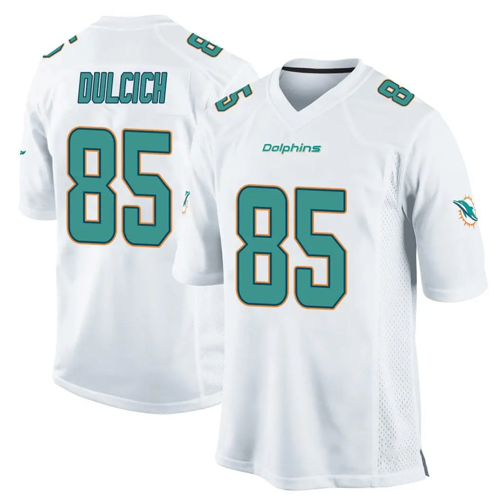 Kooe M.Dolphins #85 Greg Dulcich Player White Home Game Stitched Jerseys