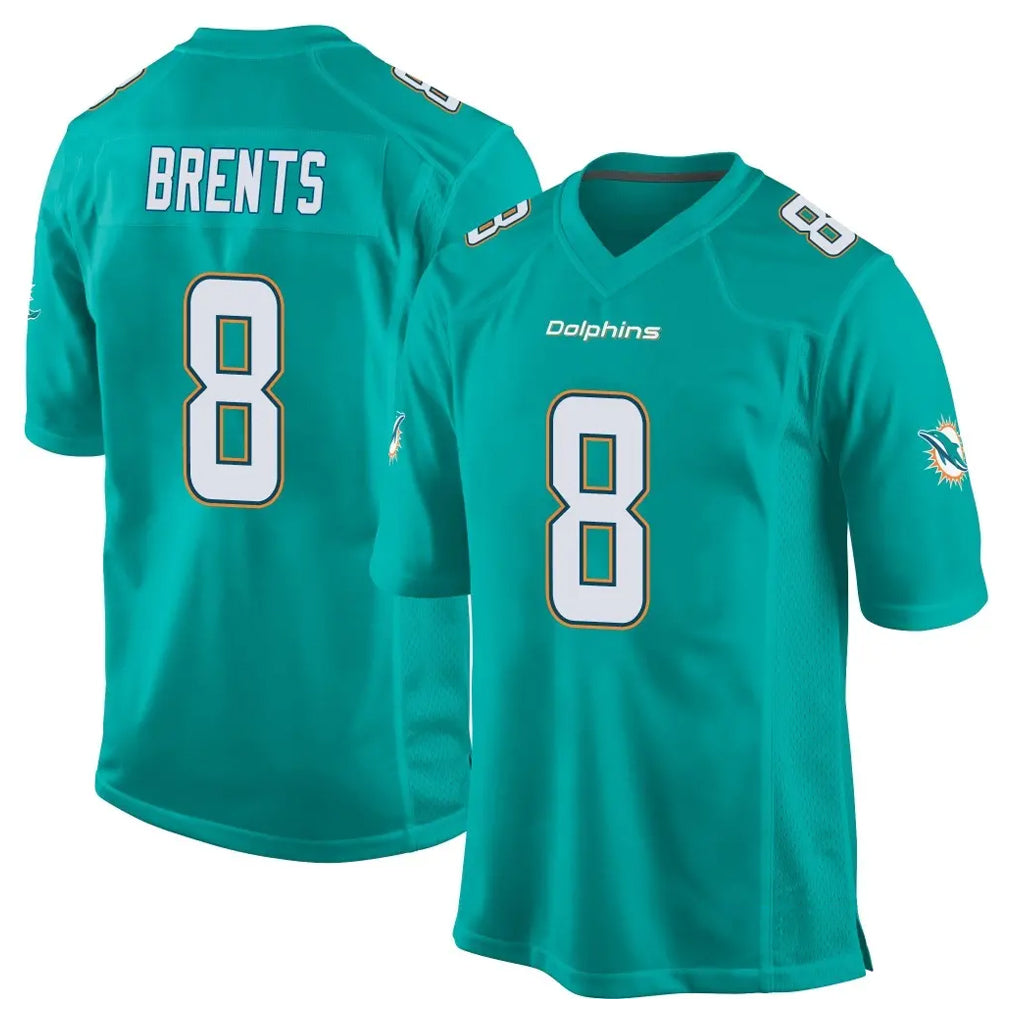 Kooe M.Dolphins #8 JuJu Brents Player Aqua Team Color Home Game Stitched Jerseys