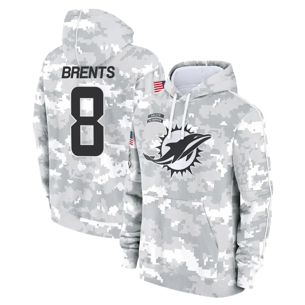 Kooe M.Dolphins #8 JuJu Brents Player Arctic Camo Salute to Service Hoodies Limited Game Stitched Jerseys
