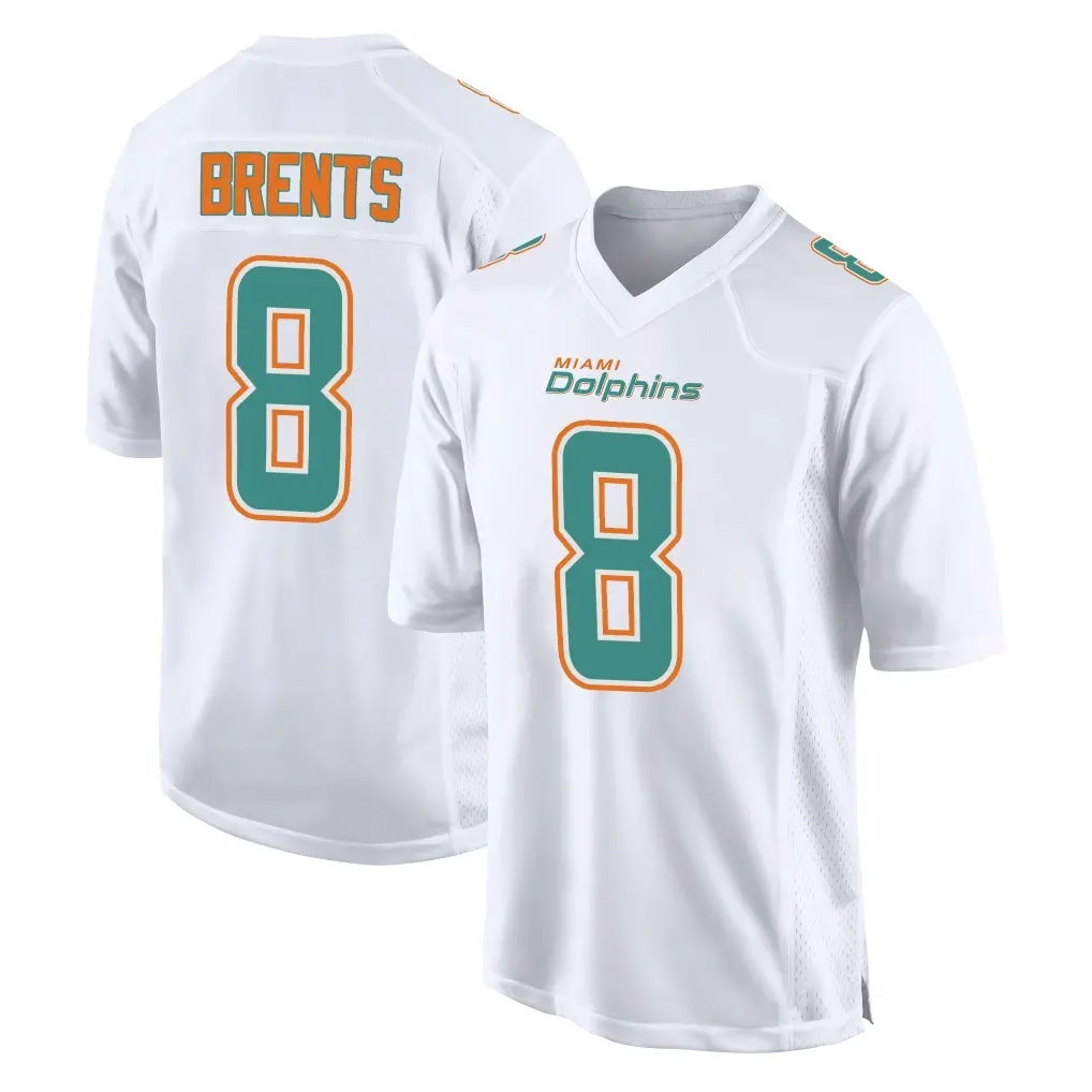 Kooe M.Dolphins #8 JuJu Brents Player White Fashion Home Game Stitched Jerseys