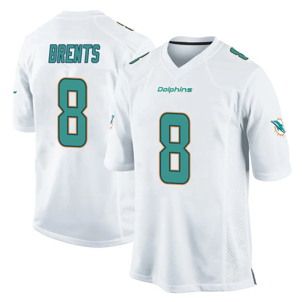 Kooe M.Dolphins #8 JuJu Brents Player White Home Game Stitched Jerseys