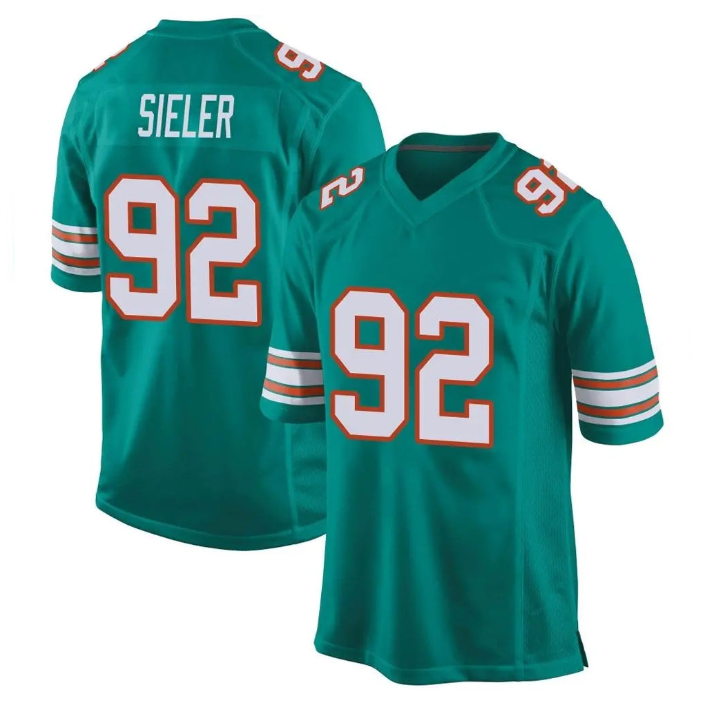 Kooe M.Dolphins #92 Zach Sieler Player Aqua Alternate Home Game Stitched Jerseys