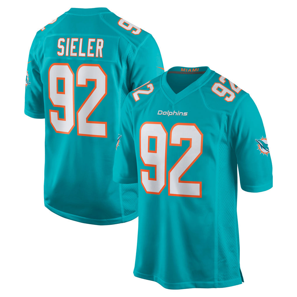 Kooe M.Dolphins #92 Zach Sieler Player Aqua Home Game Stitched Jerseys