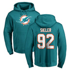 Kooe M.Dolphins #92 Zach Sieler Player Aqua LOGO Pullover Hoodies Limited Stitched Jerseys