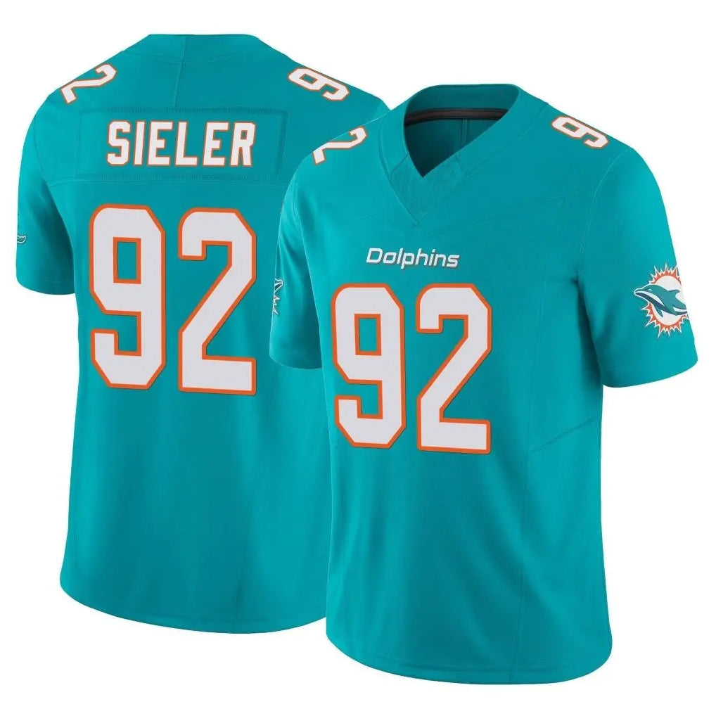 Kooe M.Dolphins #92 Zach Sieler Player Aqua Limited Vapor F.U.S.E. Home Game Stitched Jerseys
