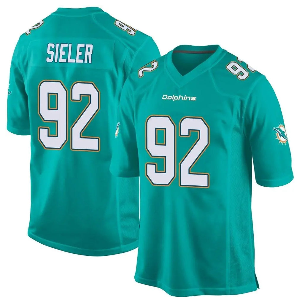 Kooe M.Dolphins #92 Zach Sieler Player Aqua Team Color Home Game Stitched Jerseys