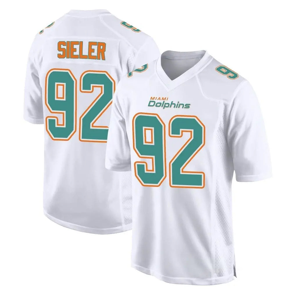 Kooe M.Dolphins #92 Zach Sieler Player White Fashion Home Game Stitched Jerseys