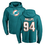Kooe M.Dolphins #94 Jordan Phillips Player Aqua LOGO Pullover Hoodies Limited Stitched Jerseys