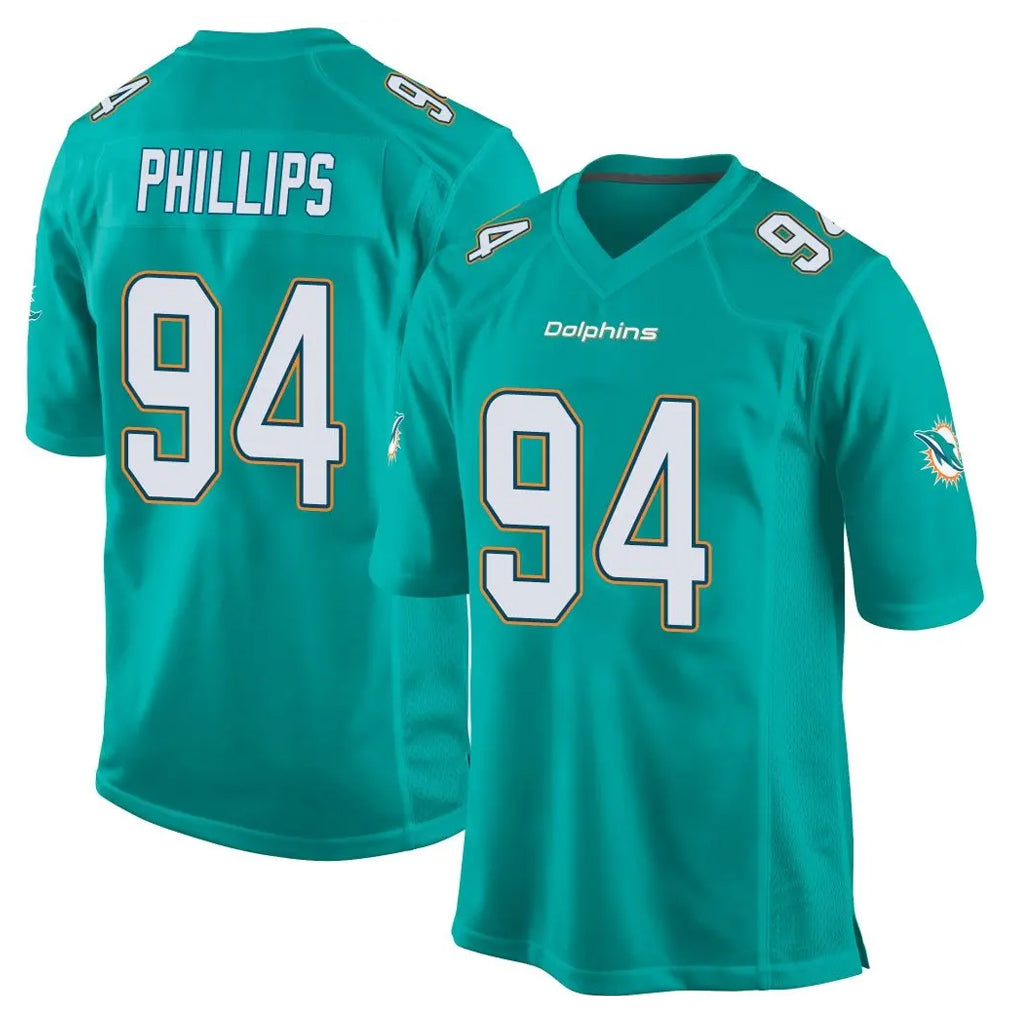 Kooe M.Dolphins #94 Jordan Phillips Player Aqua Team Color Home Game Stitched Jerseys