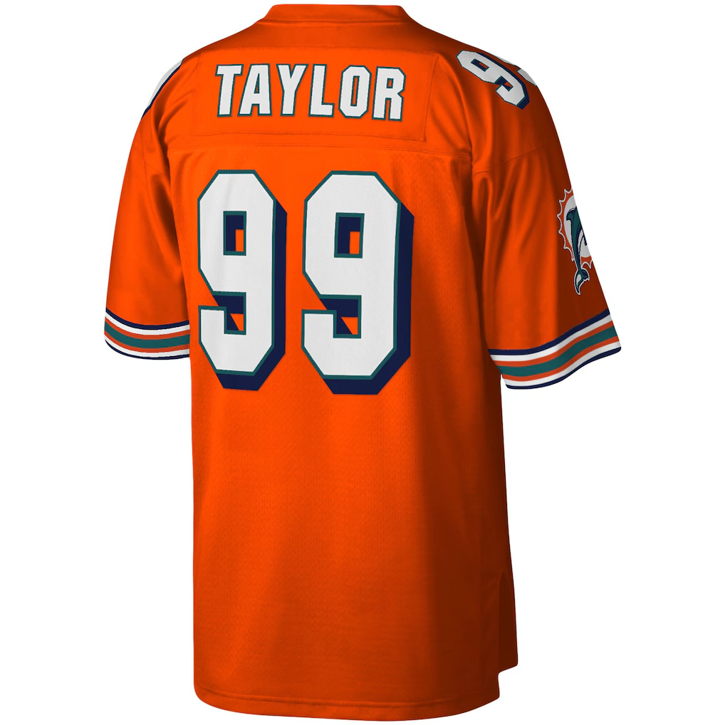 Kooe M.Dolphins #99 Jason Taylor Mitchell & Ness Orange Big & Tall 2004 Retired Player Replica Jersey