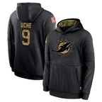 Kooe M.Dolphins #9 Joshua Uche Player Black Salute to Service Hoodies Limited Game Stitched Jerseys