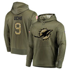 Kooe M.Dolphins #9 Joshua Uche Player Olive Salute to Service Pullover Hoodies Home Game Stitched Jerseys