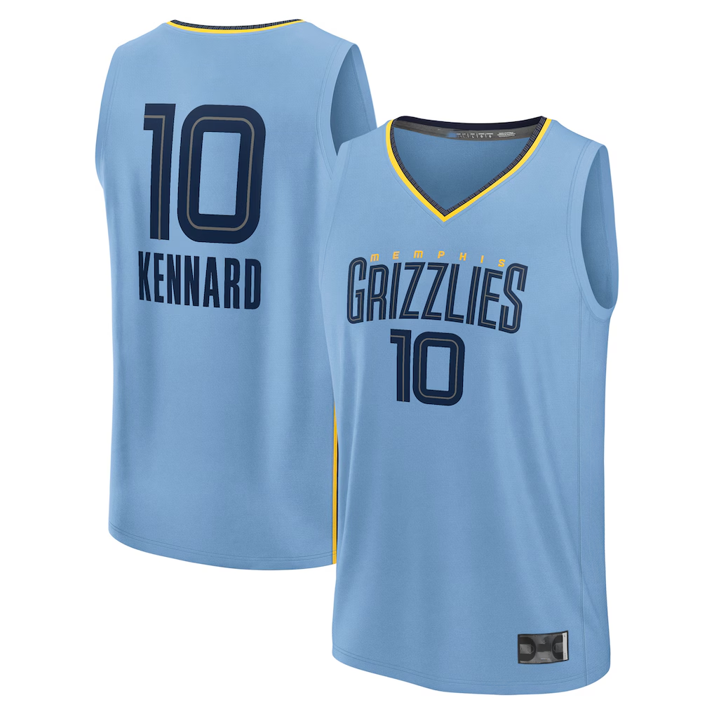 Kooe M.Grizzlies #10 Luke Kennard Light Blue Fast Break Replica Player Stitched Jerseys- Statement Edition