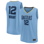 Kooe M.Grizzlies #12 Ja Morant Light Blue Fast Break Replica Player Stitched Jerseys- Statement Edition
