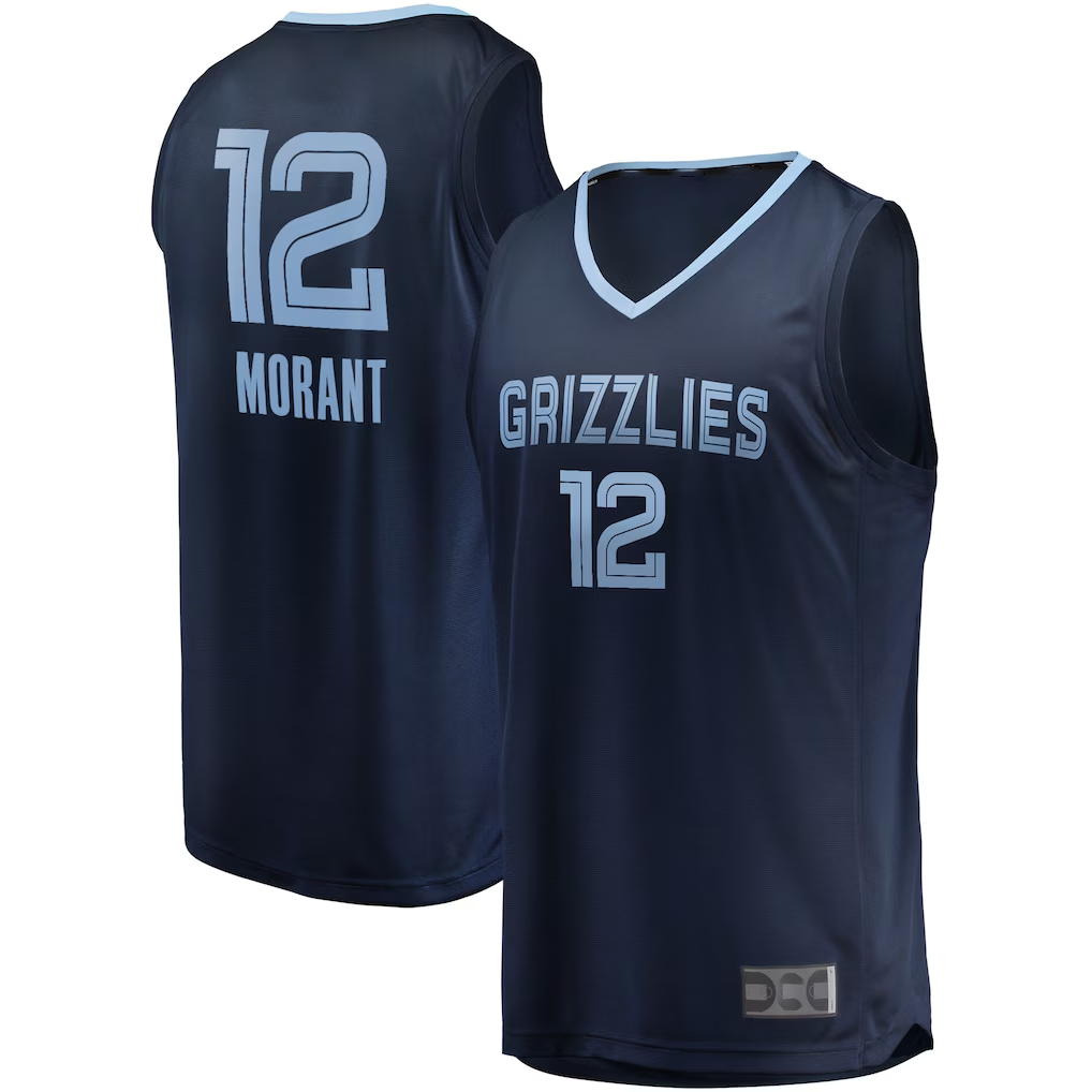 Kooe M.Grizzlies #12 Ja Morant Navy Big & Tall Fast Break Player Stitched Jerseys- Icon Edition
