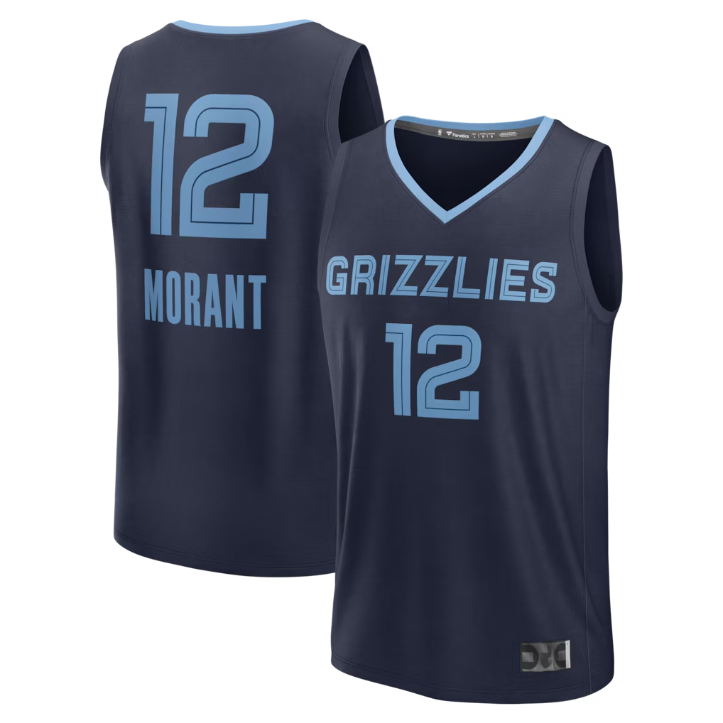 Kooe M.Grizzlies #12 Ja Morant Navy Fast Break Replica Player Stitched Jerseys- Icon Edition