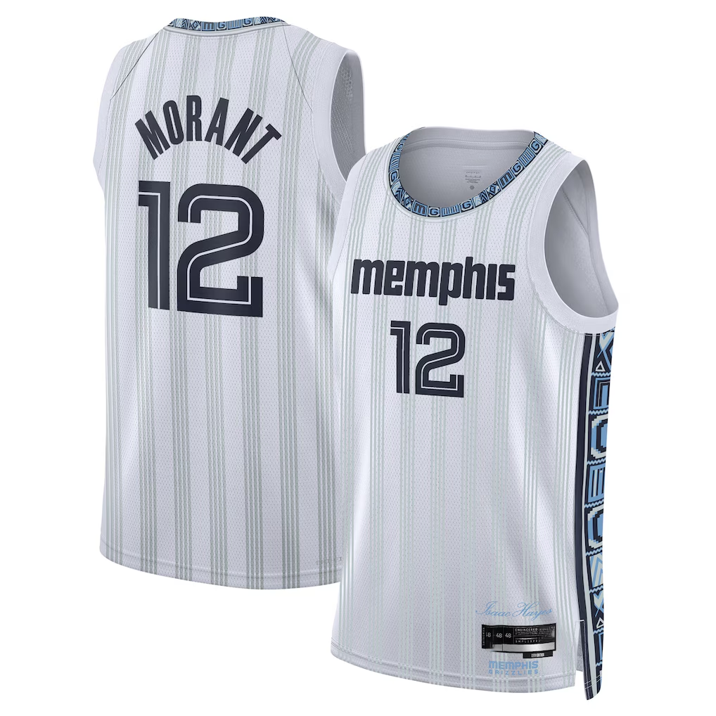Kooe M.Grizzlies #12 Ja Morant White 2025-2026 Swingman Stitched Jerseys- City Edition