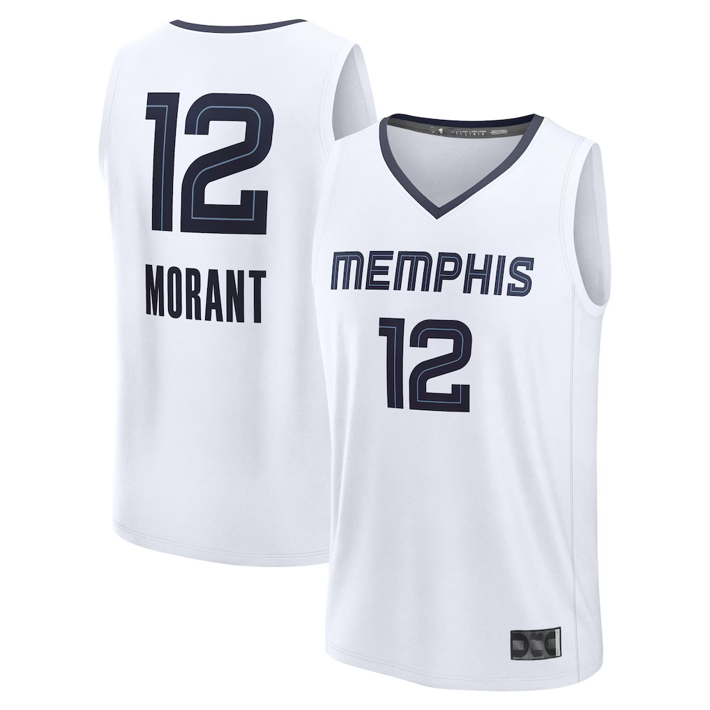 Kooe M.Grizzlies #12 Ja Morant White Fast Break Replica Player Stitched Jerseys- Association Edition