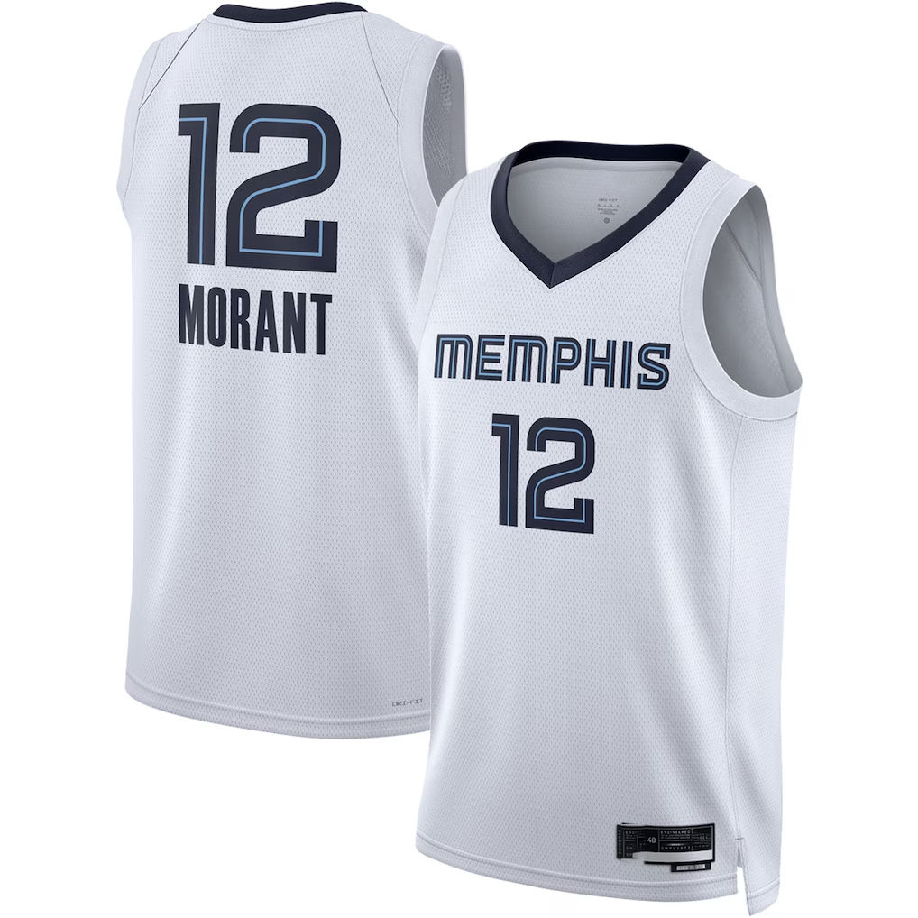 Kooe M.Grizzlies #12 Ja Morant White Swingman Stitched Jerseys- Association Edition