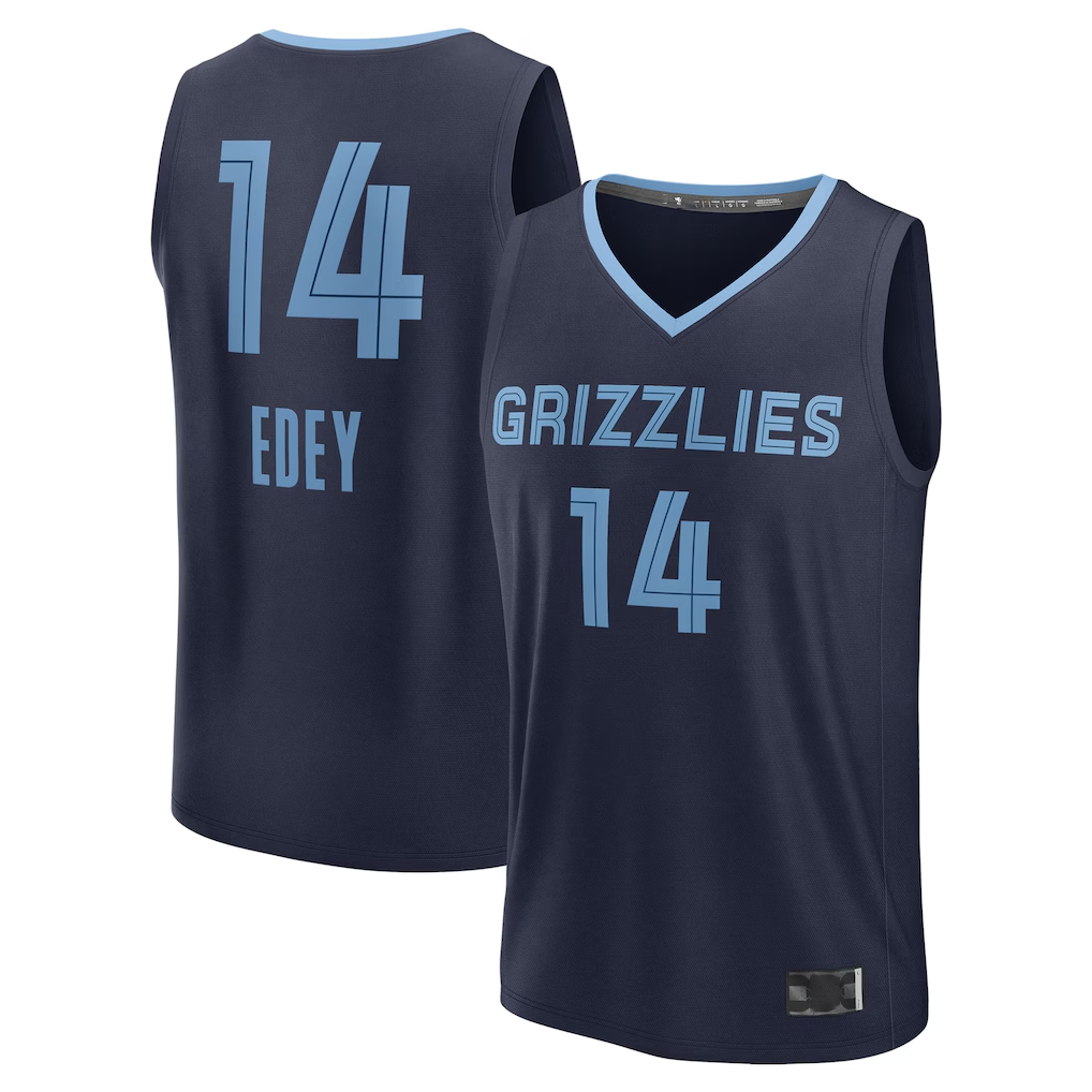 Kooe M.Grizzlies #14 Zach Edey Navy Draft Fast Break Player Stitched Jerseys- Icon Edition