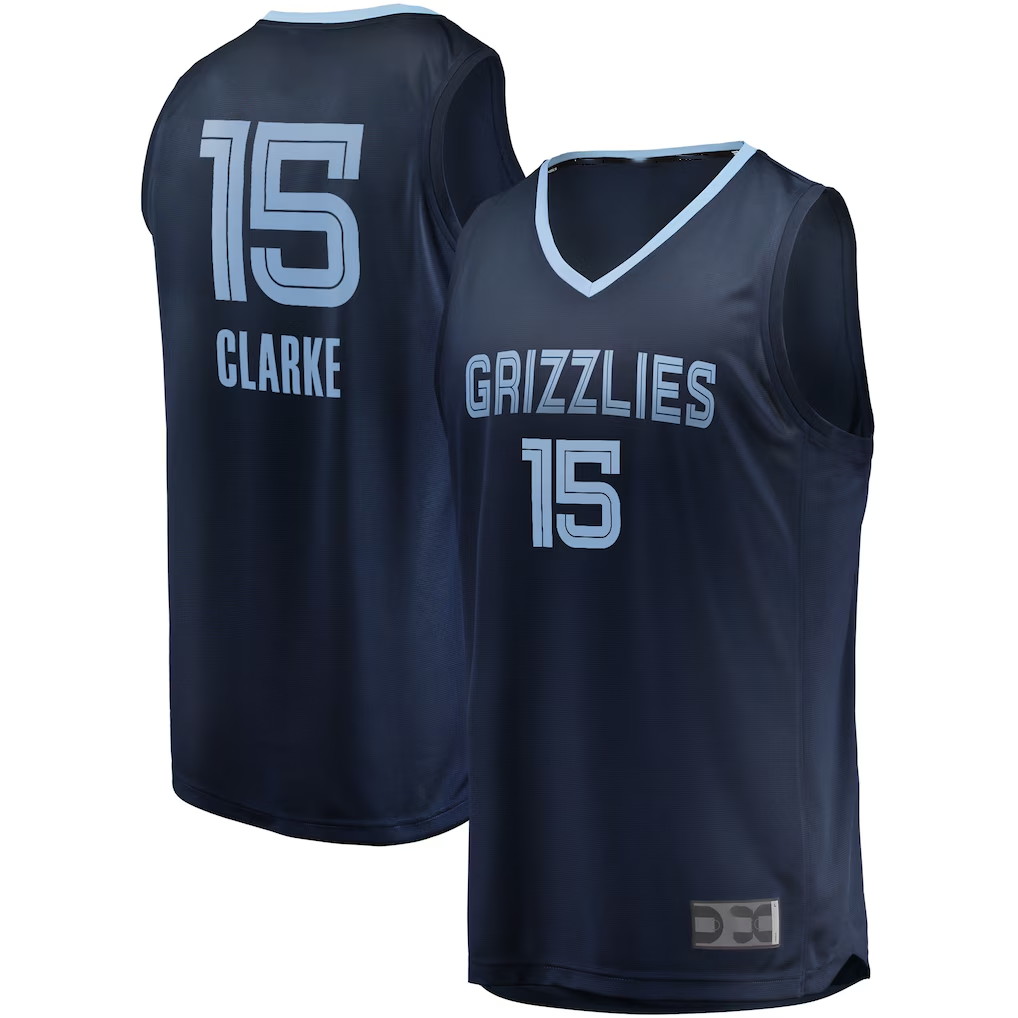 Kooe M.Grizzlies #15 Brandon Clarke Navy Fast Break Replica Stitched Jerseys- Icon Edition