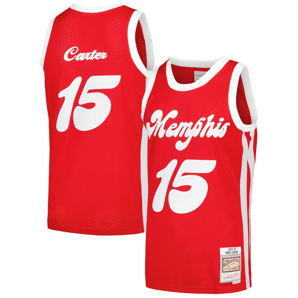 Kooe M.Grizzlies #15 Vince Carter Mitchell & Ness Red 2015-2016 Hardwood Classics Swingman Stitched Jerseys