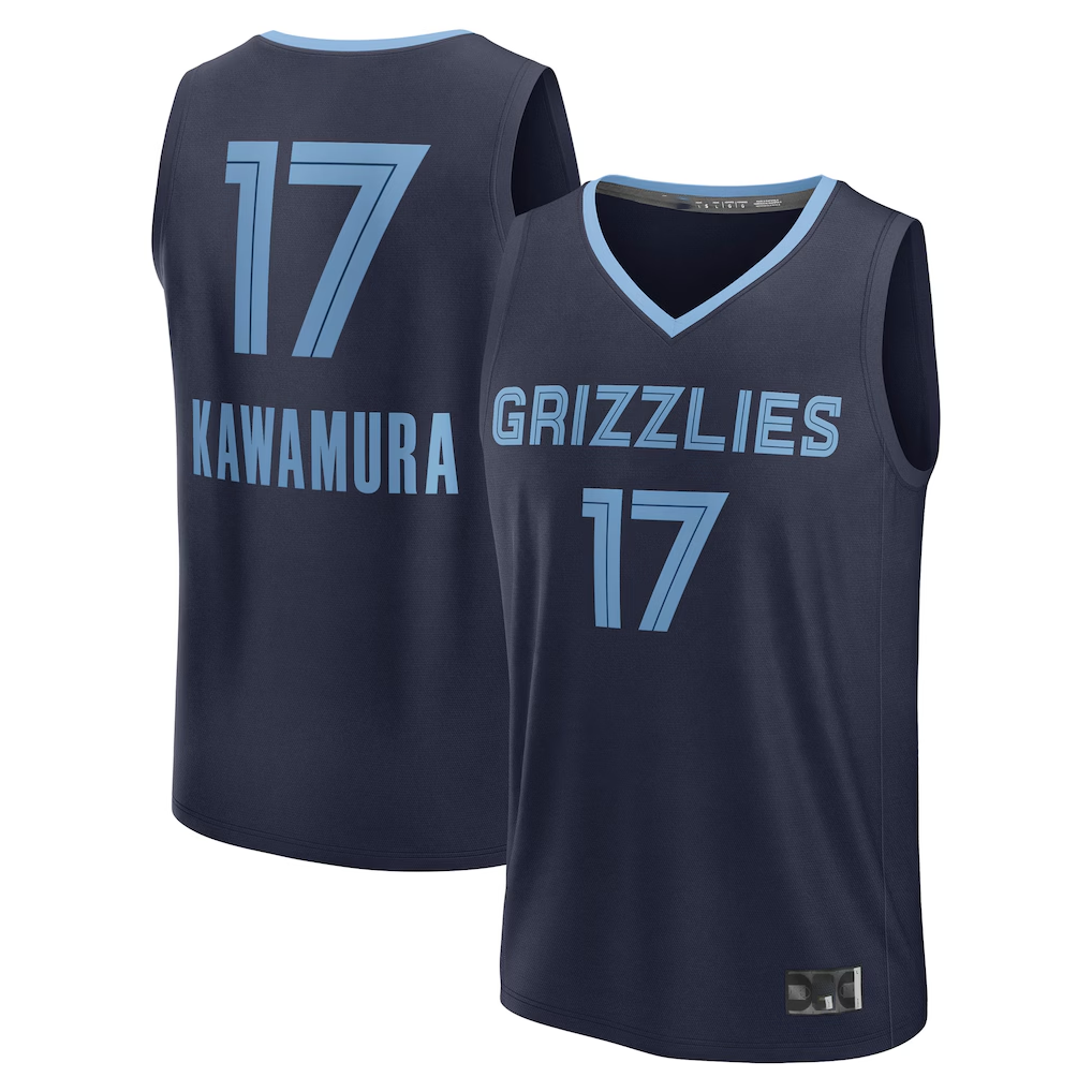 Kooe M.Grizzlies #17 Yuki Kawamura Navy Fast Break Replica Player Stitched Jerseys- Icon Edition