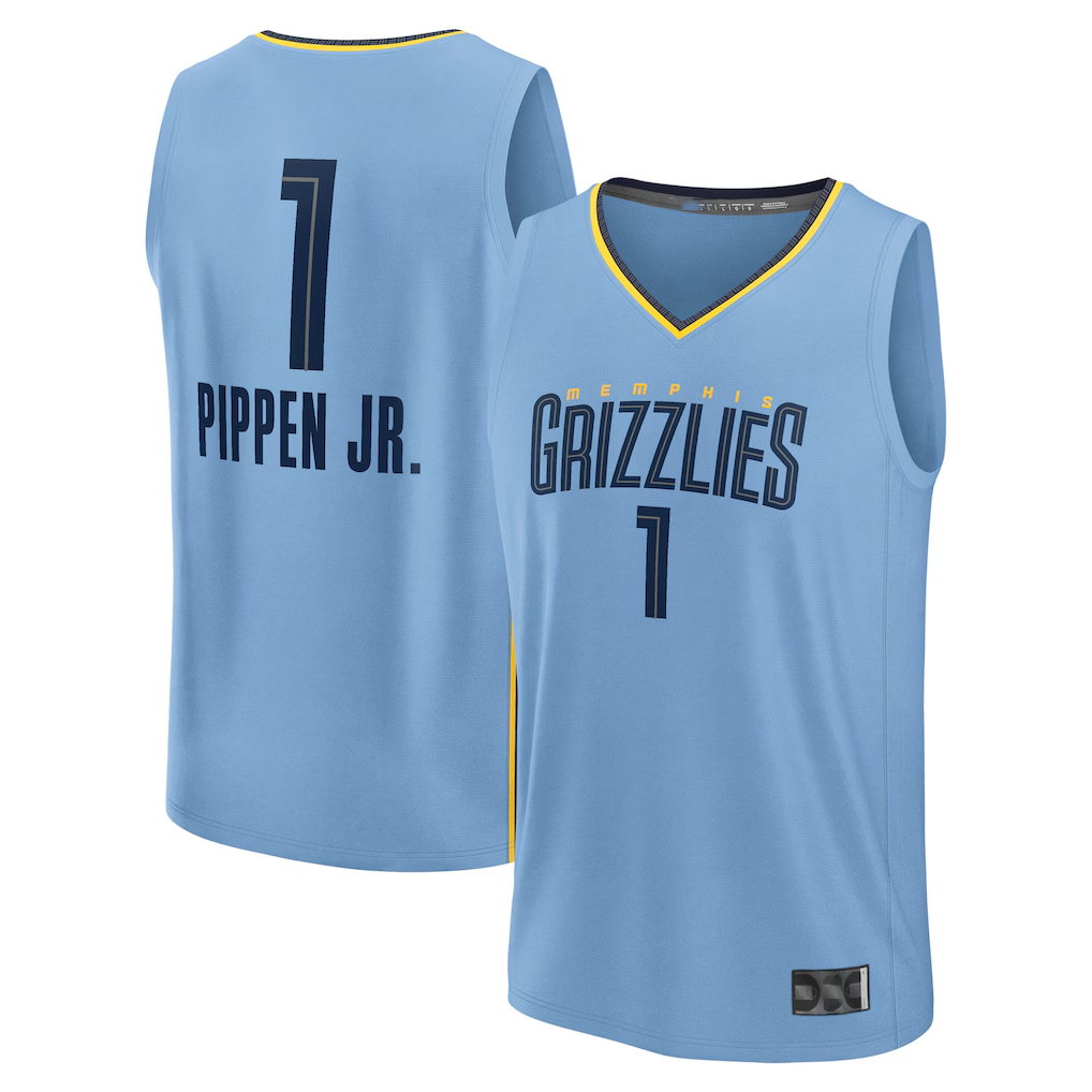 Kooe M.Grizzlies #1 Scotty Pippen Jr. Light Blue Fast Break Replica Player Stitched Jerseys- Statement Edition