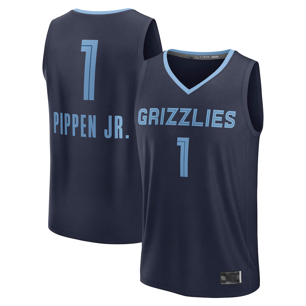 Kooe M.Grizzlies #1 Scotty Pippen Jr. Navy Fast Break Replica Player Stitched Jerseys- Icon Edition