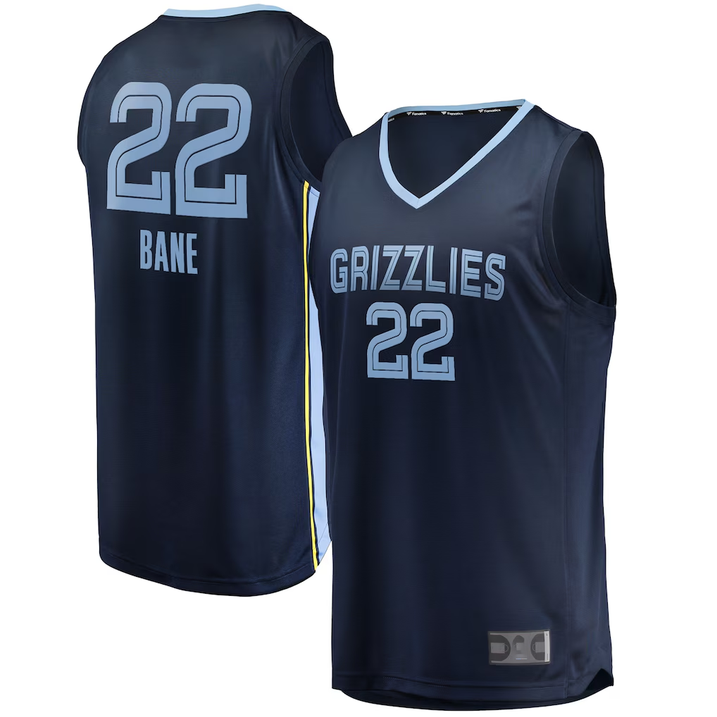 Kooe M.Grizzlies #22 Desmond Bane Navy Fast Break Replica Stitched Jerseys- Icon Edition