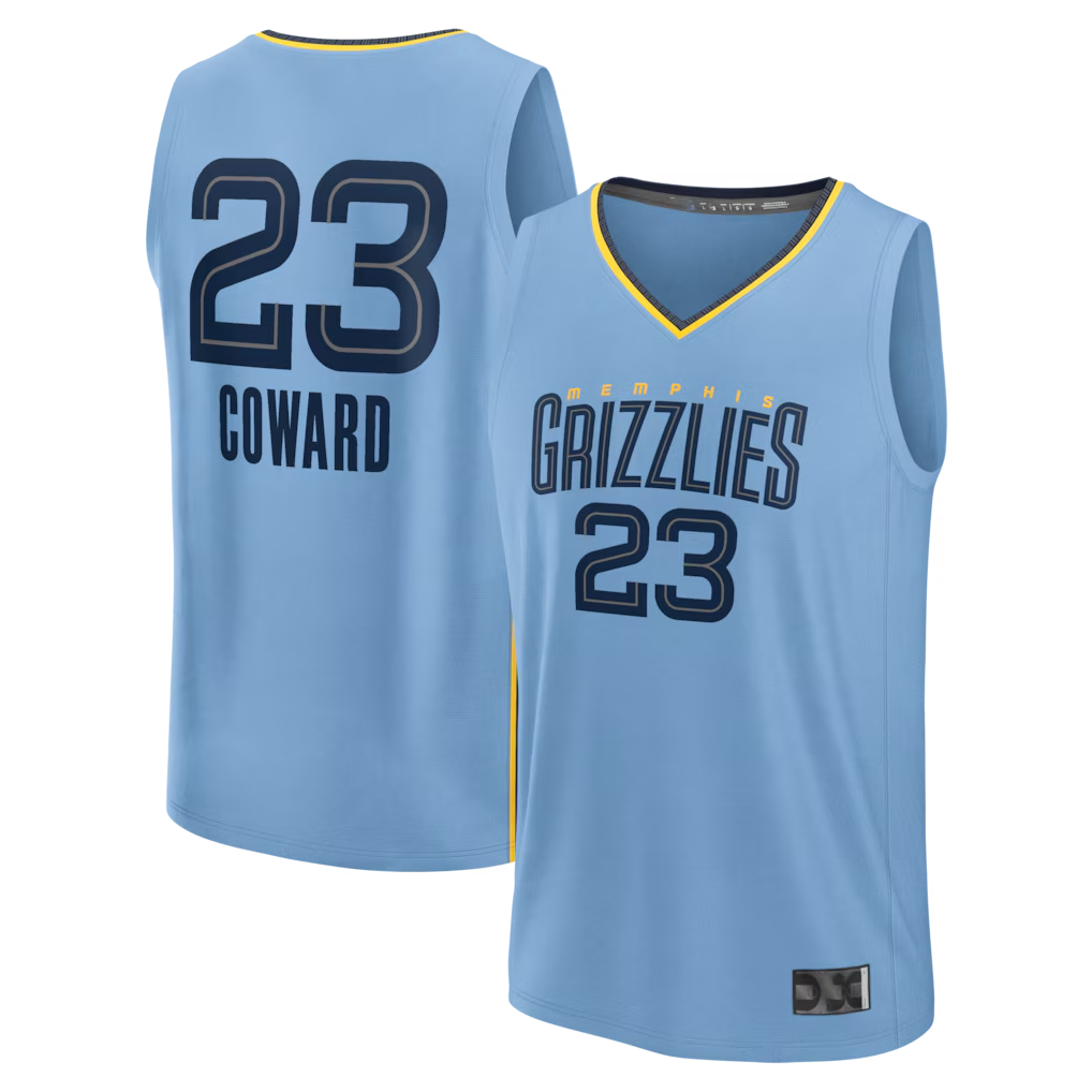 Kooe M.Grizzlies #23 Cedric Coward Light Blue Fast Break Replica Player Stitched Jerseys- Statement Edition