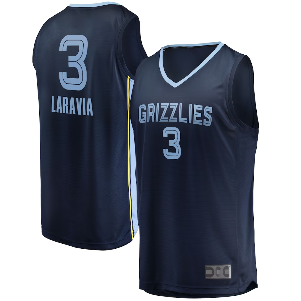 Kooe M.Grizzlies #3 Jake LaRavia Navy Fast Break Replica Player Stitched Jerseys- Icon Edition