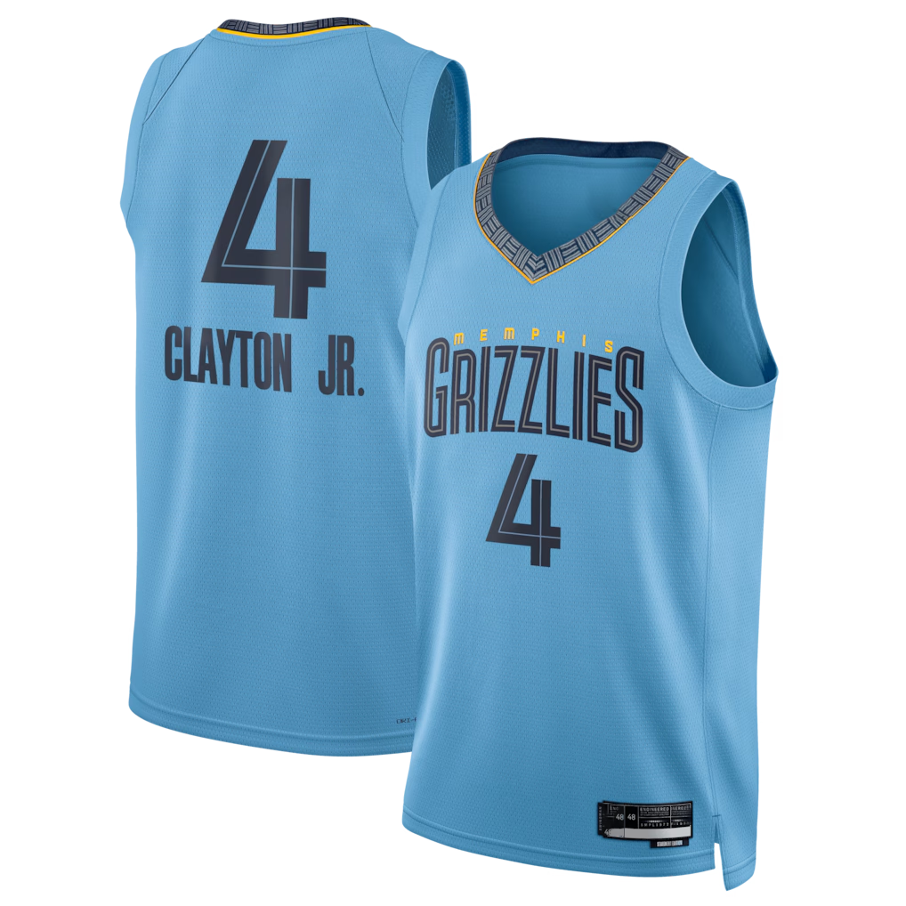 Kooe M.Grizzlies #4 Walter Clayton Jr. Light Blue Swingman Stitched Jerseys- Statement Edition