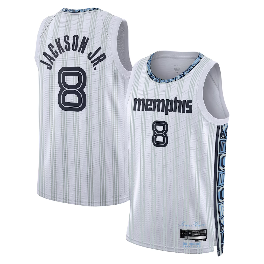 Kooe M.Grizzlies #8 Jaren Jackson Jr. White 2025-2026 Swingman Stitched Jerseys- City Edition