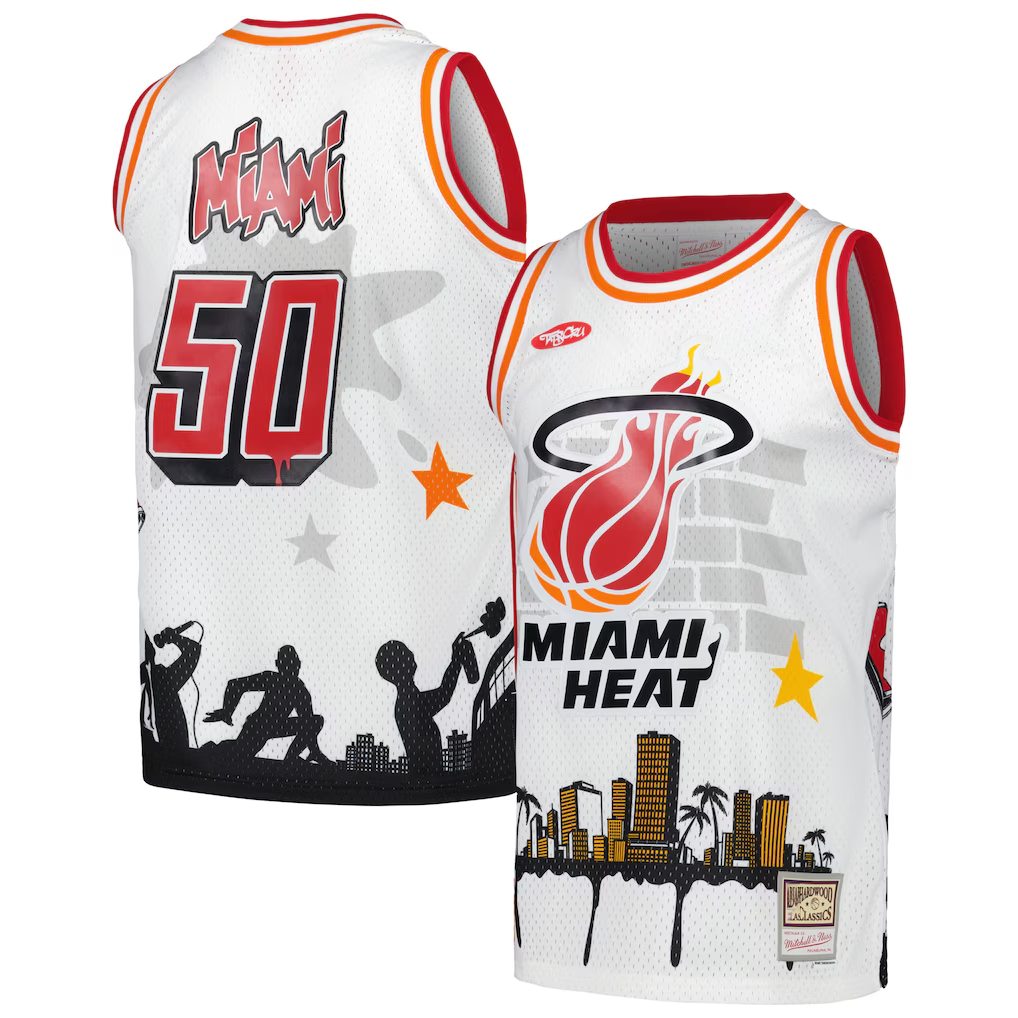 Kooe M.Heat Mitchell & Ness x Tats Cru White Hardwood Classics Fashion Jerseys