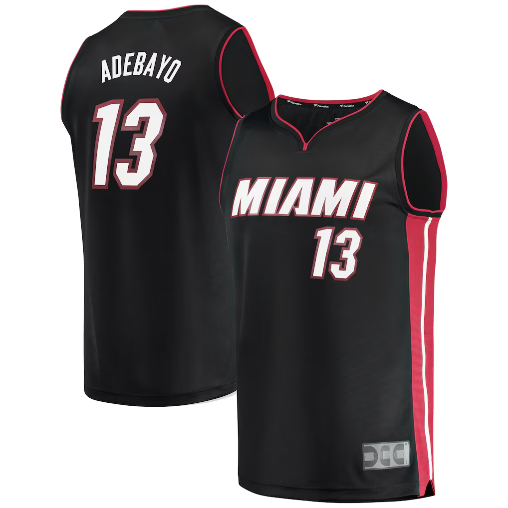 Kooe M.Heat #13 Bam Adebayo Black Fast Break Replica Player Jerseys - Icon Edition
